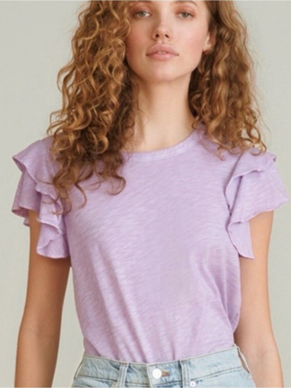 Veronica Beard Akeela Flutter Sleeve Shirt in Lavender